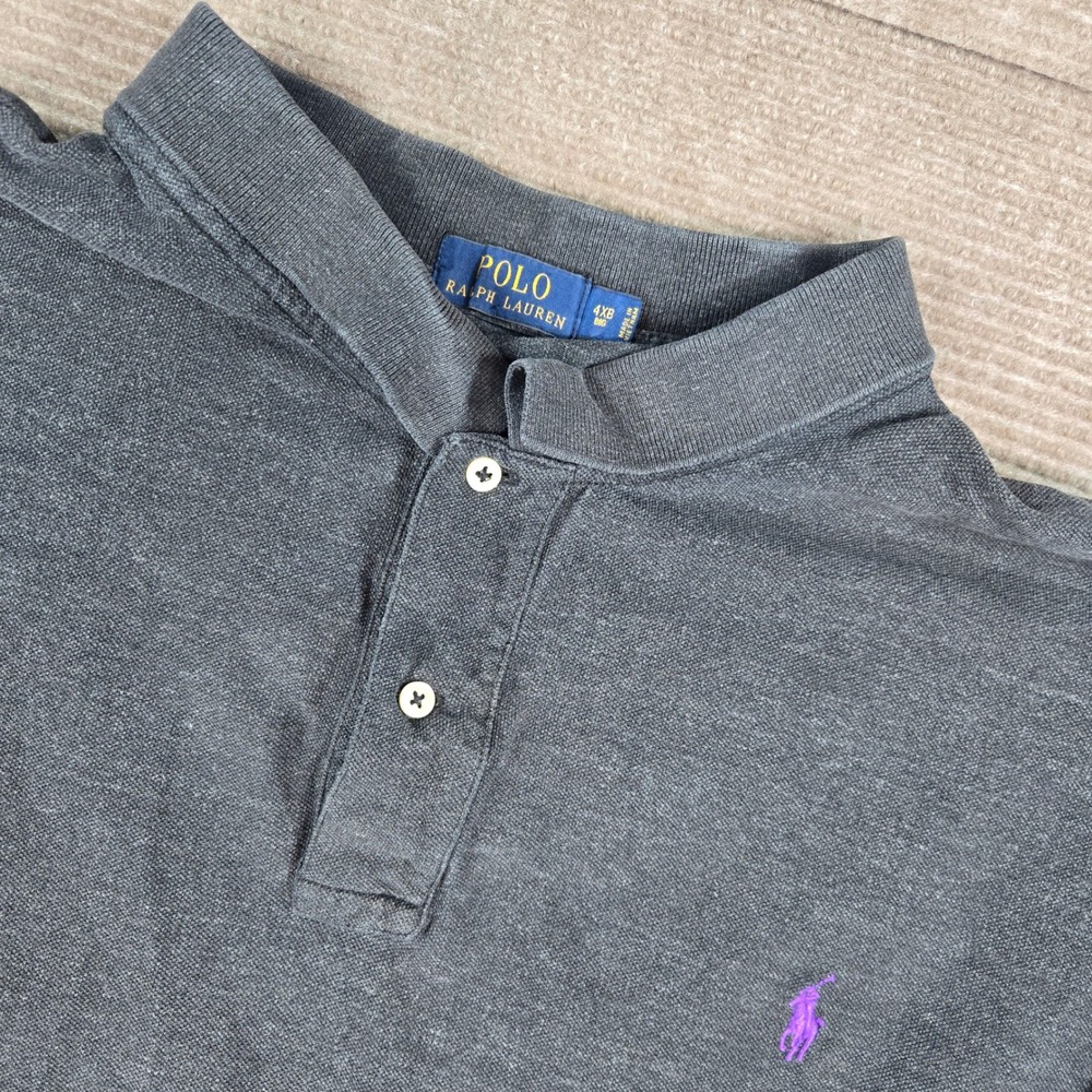Polo Ralph Lauren Mens 4XB Grey Purple Pony Pique Big & Tall Polo Shirt